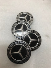Load image into Gallery viewer, Set of 4 Mercedes-Benz Black Wheel Center Caps 75MM A1714000025 77636c38