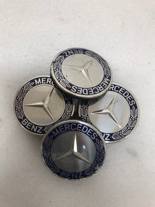 4PC Mercedes-Benz 75MM Classic Dark Blue Wheel Center Hub Caps AMG Wreath