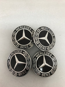 Set of 4 Mercedes-Benz Black Wheel Center Caps 75MM A 171 400 00 25