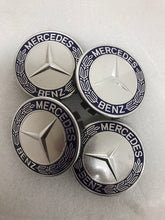 Load image into Gallery viewer, 4PC Mercedes-Benz 75MM Classic Dark Blue Wheel Center Hub Caps AMG Wreath