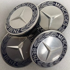 Set of 4 Mercedes 75MM Classic Dark Blue Wheel Center Hub Caps e8a09fb7