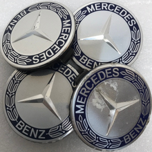 Load image into Gallery viewer, Set of 4 Mercedes 75MM Classic Dark Blue Wheel Center Hub Caps f7afcf2a