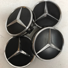 Load image into Gallery viewer, Set of 4 Mercedes-Benz Matte Black Wheel Center Hub Caps 75mm fb7b85ef