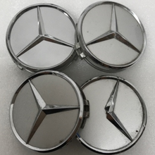 Load image into Gallery viewer, Set of 4 Mercedes-Benz Silver Wheel Center Hub Caps 75mm f139447b