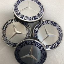 Load image into Gallery viewer, Set of 4 Mercedes 75MM Classic Dark Blue Wheel Center Hub Caps 3b8bab78