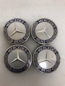 4PC Mercedes-Benz 75MM Classic Dark Blue Wheel Center Hub Caps AMG Wreath