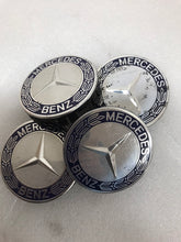 Load image into Gallery viewer, 4PC Mercedes 75MM Classic Dark Blue Wheel Center Hub Caps AMG Wreath bf0f05d6