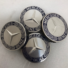 Load image into Gallery viewer, Set of 4 Mercedes 75MM Classic Dark Blue Wheel Center Hub Caps be83375a