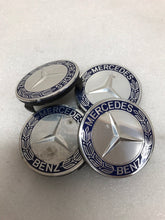 Load image into Gallery viewer, 4PC Mercedes-Benz 75MM Classic Dark Blue Wheel Center Hub Caps AMG Wreath
