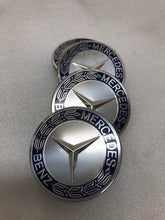 Load image into Gallery viewer, 4PC Mercedes-Benz 75MM Classic Dark Blue Wheel Center Hub Caps AMG Wreath