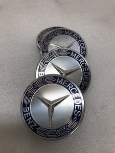 4PC Mercedes-Benz 75MM Classic Dark Blue Wheel Center Hub Caps AMG Wreath