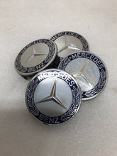 Load image into Gallery viewer, 4PC Mercedes-Benz 75MM Classic Dark Blue Wheel Center Hub Caps AMG Wreath