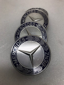 4PC Mercedes-Benz 75MM Classic Dark Blue Wheel Center Hub Caps AMG Wreath