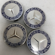 Load image into Gallery viewer, Set of 4 Mercedes Classic Dark Blue Wheel Center Hub Caps AMG Wreath a539ea04