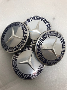 Set of 4 Mercedes 75MM Classic Dark Blue Wheel Center Hub Caps bc38e4ef