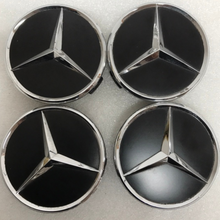 Load image into Gallery viewer, Set of 4 Mercedes-Benz Matte Black Wheel Center Hub Caps 75mm bc2a54be