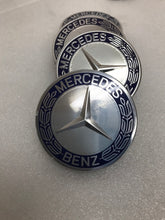 Load image into Gallery viewer, Set of 4 Mercedes 75MM Classic Dark Blue Wheel Center Hub Caps 985c0799