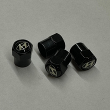 Load image into Gallery viewer, Set of 4 Hyundai Black Wheel Stem Air Valve Caps 8d190d81