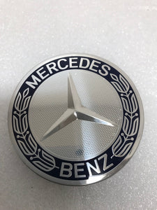 4PC Mercedes-Benz 75MM Classic Dark Blue Wheel Center Hub Caps AMG Wreath