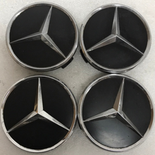 Load image into Gallery viewer, Set of 4 Mercedes-Benz Matte Black Wheel Center Hub Caps 75mm fb7b85ef