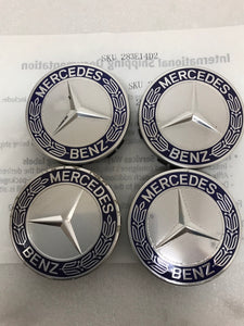 4PC Mercedes 75MM Classic Dark Blue Wheel Center Hub Caps AMG Wreath 283e14d2