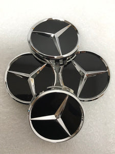 4x for Mercedes-Benz Matte Black Wheel Center Hub Caps Emblem Hubcaps Set 75mm