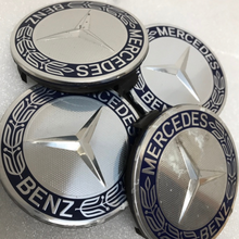 Load image into Gallery viewer, Set of 4 Mercedes 75MM Classic Dark Blue Wheel Center Hub Caps f7afcf2a