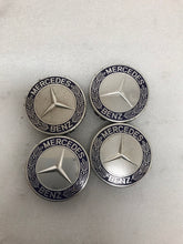 Load image into Gallery viewer, 4PC Mercedes 75MM Classic Dark Blue Wheel Center Hub Caps AMG Wreath d05a5b14