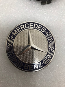 4PC Mercedes-Benz 75MM Classic Dark Blue Wheel Center Hub Caps AMG Wreath