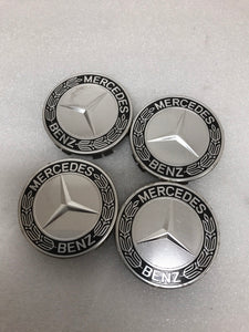 4PC Mercedes-Benz 75MM Classic Dark Blue Wheel Center Hub Caps AMG Wreath