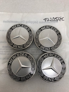 4PC Mercedes-Benz 75MM Classic Dark Blue Wheel Center Hub Caps AMG Wreath