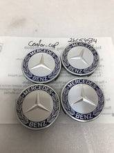Load image into Gallery viewer, 4PC Mercedes 75MM Classic Dark Blue Wheel Center Hub Caps AMG Wreath 26c59534
