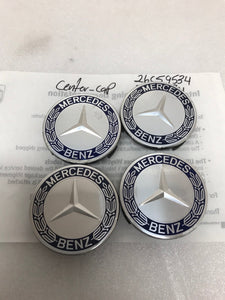 4PC Mercedes-Benz 75MM Classic Dark Blue Wheel Center Hub Caps AMG Wreath