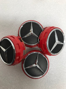 Mercedes-Benz AMG 75mm Red Surround Wheel Center Cover 4 Piece Set OEM Genuine