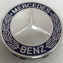 Load image into Gallery viewer, 4PC Mercedes 75MM Classic Dark Blue Wheel Center Hub Caps AMG Wreath 5a1ec545