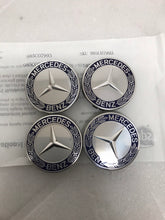 Load image into Gallery viewer, Set of 4 Mercedes 75MM Classic Dark Blue Wheel Center Hub Caps 985c0799
