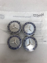 Load image into Gallery viewer, 4PC Mercedes-Benz 75MM Classic Dark Blue Wheel Center Hub Caps AMG Wreath