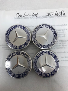 4PC Mercedes-Benz 75MM Classic Dark Blue Wheel Center Hub Caps AMG Wreath