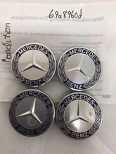 Load image into Gallery viewer, 4PC Mercedes 75MM Classic Dark Blue Wheel Center Hub Caps AMG Wreath 69a8960d