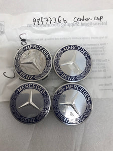 4PC Mercedes 75MM Classic Dark Blue Wheel Center Hub Caps AMG Wreath 98f7726b