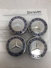 Load image into Gallery viewer, 4PC Mercedes 75MM Classic Dark Blue Wheel Center Hub Caps AMG Wreath 8a7166a5