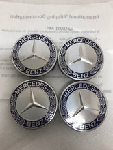 Load image into Gallery viewer, 4PC Mercedes-Benz 75MM Classic Dark Blue Wheel Center Hub Caps AMG Wreath