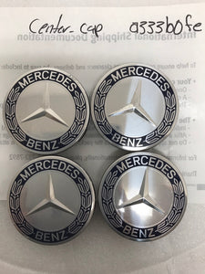 4PC Mercedes-Benz 75MM Classic Dark Blue Wheel Center Hub Caps AMG Wreath