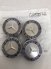 Load image into Gallery viewer, 4PC Mercedes 75MM Classic Dark Blue Wheel Center Hub Caps AMG Wreath c205a572
