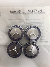 Load image into Gallery viewer, 4PC Mercedes-Benz 75MM Classic Dark Blue Wheel Center Hub Caps AMG Wreath