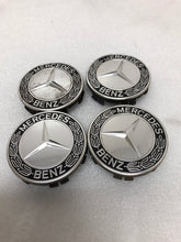 Load image into Gallery viewer, 4PC Mercedes-Benz 75MM Classic Dark Blue Wheel Center Hub Caps AMG Wreath