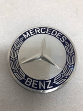 Load image into Gallery viewer, 4PC Mercedes 75MM Classic Dark Blue Wheel Center Hub Caps AMG Wreath 22e0018f
