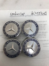 Load image into Gallery viewer, 4PC Mercedes 75MM Classic Dark Blue Wheel Center Hub Caps AMG Wreath dc755be3