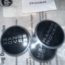 Load image into Gallery viewer, Set of 3 Range Rover Wheel Center Caps Glossy Black 63mm 29cb4848