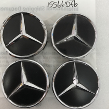 Load image into Gallery viewer, Set of 4 Mercedes-Benz Matte Black Wheel Center Hub Caps Set 75mm 15566df6